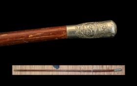 Military Swagger Stick, Royal Berkshire Regiment, Chinese engraved dragon to white metal badge top,