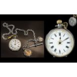 Antique Period Ladies Silver Key Wind Small Ornate Pocket Watch,