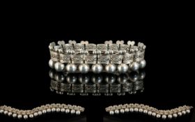Early 20th Century Silver Well Made Bracelet with Tassel Drops and Exquisite Decoration to Panels