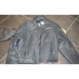 Gents Black Leather Motorcycle Bomber Jacket 'Fieldsheer', size 48, quality leather, zipped cuffs,