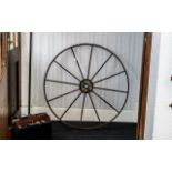 Large Cart Wheel, Paint Remnants.