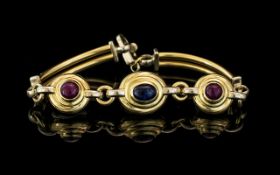 Ladies 14ct Gold Good Quality Ruby & Sapphire Set Bracelet marked 585 - 14 ct.