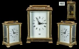 Dent Excellent Quality Brass Carriage Clock of heavy construction features visible lever escapement