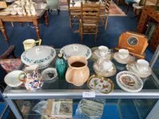 A Collection of Items to include an Art Deco mantle clock, Crown Devon Widdicombe Fair tankard,