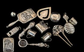 A Collection of Antique and Vintage Sterling Silver Miniature Items ( 9 ) Pieces In Total.