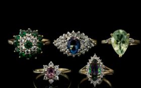 A Collection of Vintage 9ct Gold Stone Set Dress Rings ( 5 ) In Total. All Hallmarked for 9.375 to