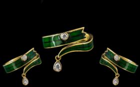 Stunning Designer Highly Collectable - Solange Azagury Partridge Blade of Grass 18CT Gold In Enamel