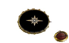 Victorian Period 1837 - 1901 Ladies 9ct Gold Mourning Brooch / Locket, Decorated with Oval Shaped