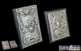 Elizabeth II - Art Nouveau Style Sterling Silver Embossed Front Cover Address Book. Size 4.75 x 3.