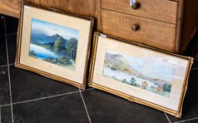 A Pair of Framed Watercolours First By F. Welldon Titled 'Windermere'. 10 x 14 inches. Second '