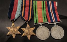 WW II Military Set of 4 Medals with Ribbons not named comprises 1. 1939-1945 Star 2. Burma Star 3.