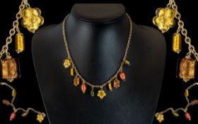 Ladies Fancy 9ct Gold Fancy Necklace and Matching Bracelet,