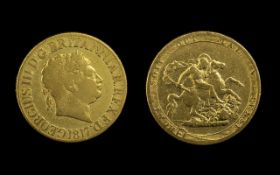 George III Bull Head 22ct Gold Full Sovereign, date 1817. Fine grade.