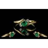 18ct Gold Excellent Quality Emerald and Diamond Set Ring. Full hallmark for 750 - 18ct.