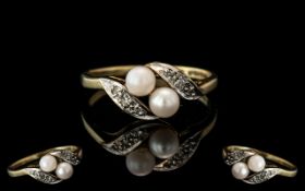 Pretty Elegant 9ct Gold Pearl and Diamon