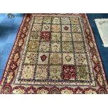 Large Hand Woven Tabriz Persian rug, Beige background with re