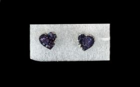 Blue Druzy Quartz Naturalistic Stud Earr