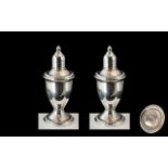 A Fine Pair of Sterling Silver Pepperettes of Pleasing Form. Both Marked Sterling, Each with a
