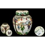 Moorcroft Tube lined Ltd and Numbered Edition Modern Lidded Ginger Jar ' Skaters ' Pattern.