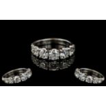 Crivelli Signed Contemporary White Gold Stunning 7 Stone Diamond Ring. Full hallmark.