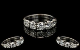 Crivelli Signed Contemporary White Gold Stunning 7 Stone Diamond Ring. Full hallmark.