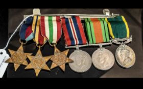 WWII Group of Six Medals, to include 39-45 Star, Africa Star, Italy Star, Defence & War Medal,