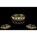 Antique Period 18ct Gold Attractive Seed Pearl and Rose Cut Diamond Set Ring, gallery setting.