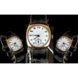 Gent's 9ct Gold Mechanical 15 Jewels Wrist Watch with original leather strap.