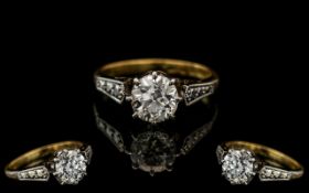 Ladies 18ct Gold & Platinum Single Stone Diamond Set Ring, marked 18ct and platinum to shank.