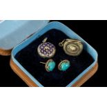 Small Collection of Victorian Jewellery, comprising a blue enamelled locket with a star pattern,