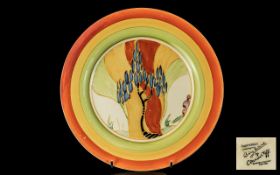 Clarice Cliff 1930's Hand Painted Cabinet Plate ' Wind bells ' Design E289. Date 1933.