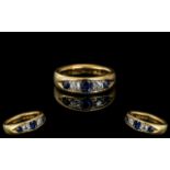 18ct Gold Superb Quality 5 Stone Diamond & Sapphire Set Ring. Full hallmark for 18ct - 750.