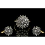 Ladies 18ct Gold Diamond Cluster Pretty Ring. Fully Hallmarked to Shank. Ring Size Approx P.