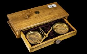 Vintage Boxed Set of Brass Jeweller's Scales, made in India, marked 508. Measures 9.5" x 4" x 2".