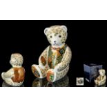 Royal Crown Derby Signed Limited Edition Porcelain Paperweight Regal Goldie Teddy Bear,