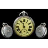 Victorian Period Large Sterling Silver Open Faced Pocket Watch, Lever Escapement.