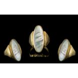 A Large and Impressive 9ct Gold Mother of Pearl Set Statement Ring of Pleasing Proportions. Full