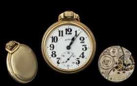 Illinois Watch Company 10ct Gold Filled Keyless 'Sixty Hour' Bunn Special Open Faced Railway Pocket