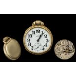 Illinois Watch Company 10ct Gold Filled Keyless 'Sixty Hour' Bunn Special Open Faced Railway Pocket