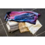 Collection of Four Vintage Ladies Scarves including a large cream and gold scarf,