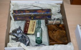 A Box of Collectibles, comprising two wooden boxes,