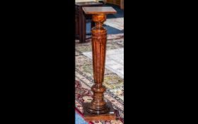 Large Attractive Wooden Jardiniere Pot Stand, column style with square base and top.