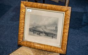A Victorian Framed Print Titled "Blackpool Sands" Showing Queens Terrace Blackpool 1845.