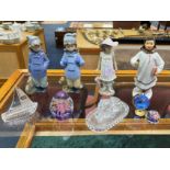 A Collection of Ceramics and Glass including 4 Figures to include a pair of Nao figurines of a boy,