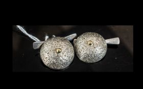 Scottish Silver Interest, Malcolm Appleby pair of silver cufflinks in fitted box.