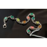 Multicoloured Opal Line Bracelet, the beautiful oval cut cabochon,