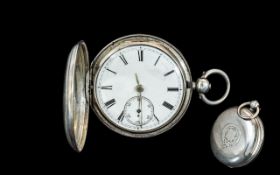 Victorian Period Sterling Silver Full Hunter Pocket Watch, movement No. 17002.