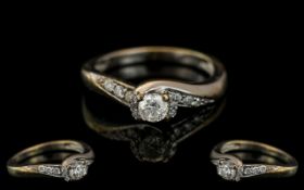 9ct White Gold Single Stone Diamond Ring, set with a round brilliant cut diamond,