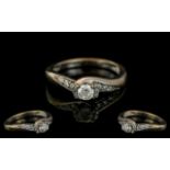 9ct White Gold Single Stone Diamond Ring, set with a round brilliant cut diamond,