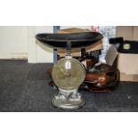 Salter Shop Display Spring Balance With Tin Pan. Height 17 inches.